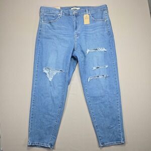Levi's High Waisted Mom Jeans Ripped Distressed‎ Denim Light Wash Women's 20W